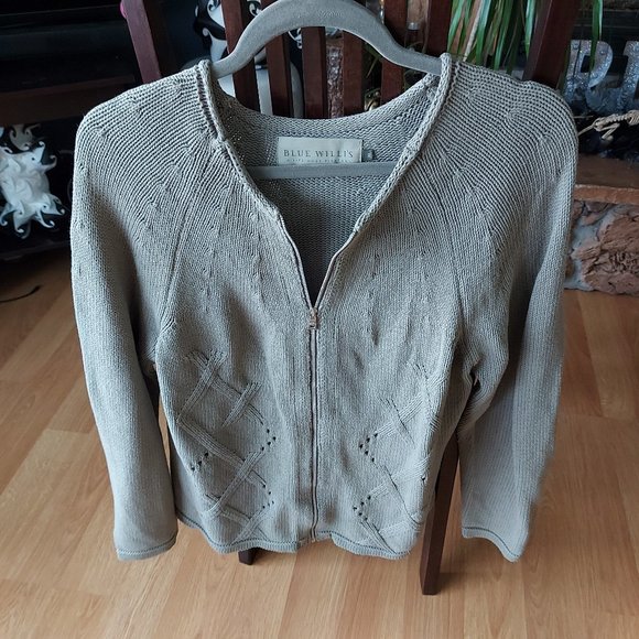 Blue Willis Knit Zip-up Sweater - Picture 9 of 10